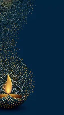 Diwali greeting template: Golden Dots Diya
