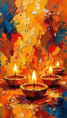 Diwali wallpaper: Oil Painting Diyas